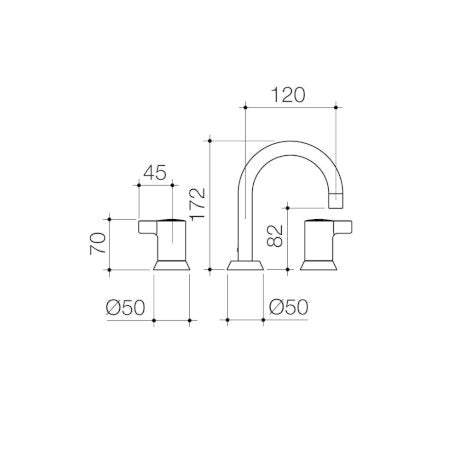G Series+ Basin Hob Set (160mm outlet + 45mm handles)