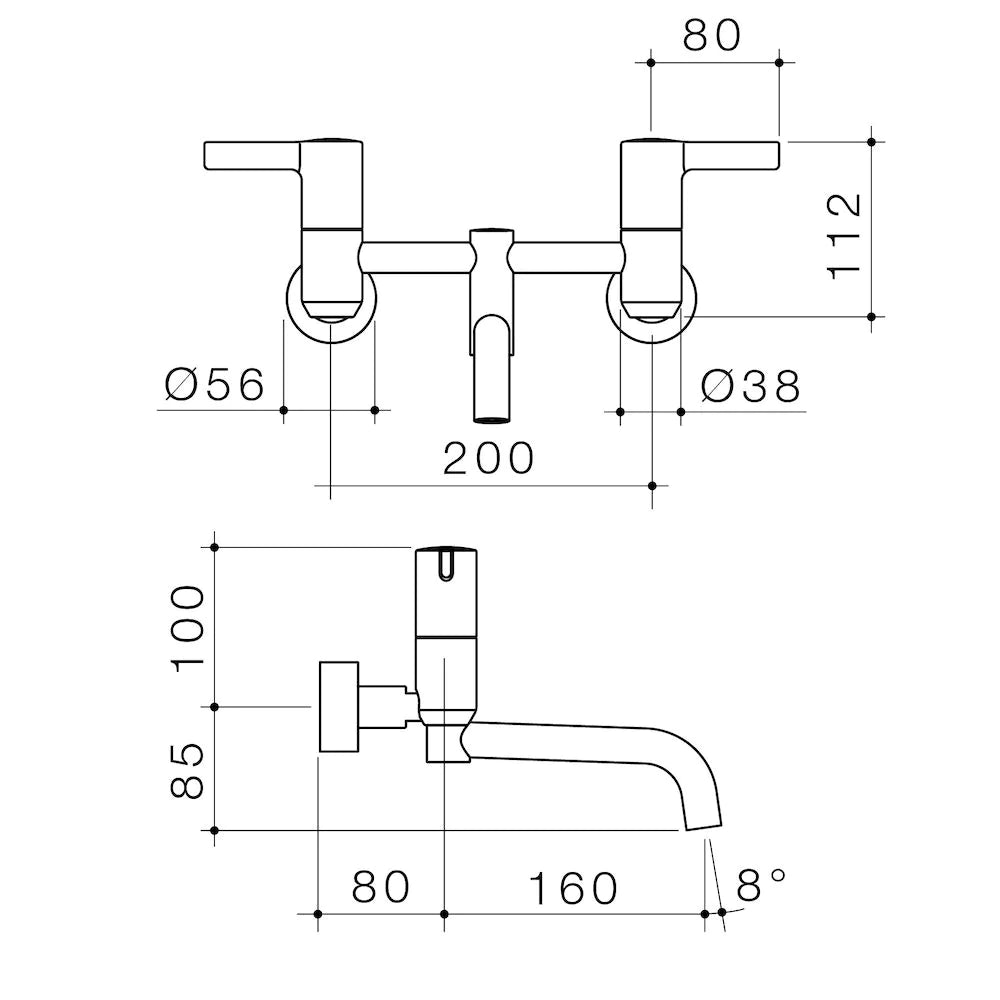 G Series+ Underslung Exposed Wall Sink Set (160mm outlet + 80mm handles)
