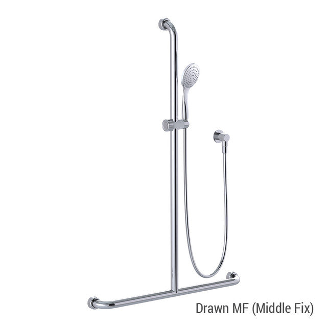 Hygienic Seal® Glide Slide "Inverted T" Shower Kit White/Chrome Streamjet™ WELS 3 Star - 9L/min  Middle Fix