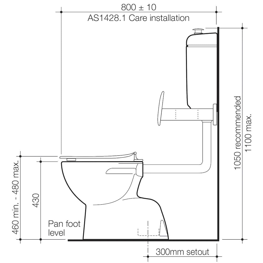 Care 400 Connector (S Trap) Suite with Backrest and Caravelle Care Single Flap Seat - White