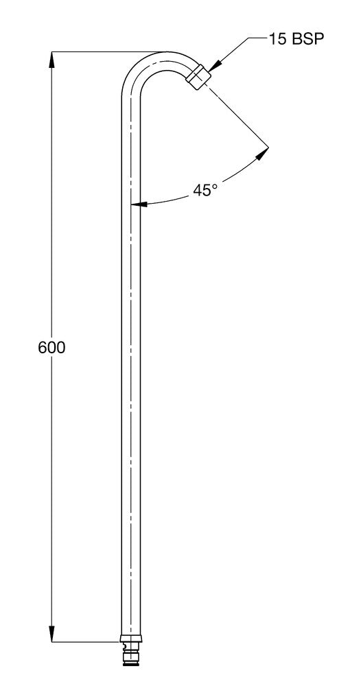 Exposed Assembly CP-BS Shower Arm 600x45` (Less Rose) Shower Only