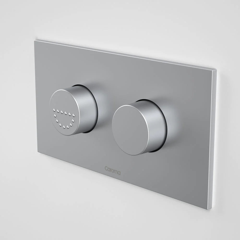 Invisi Series II® Round Dual Flush Plate & Raised Care Buttons (Plastic) Satin