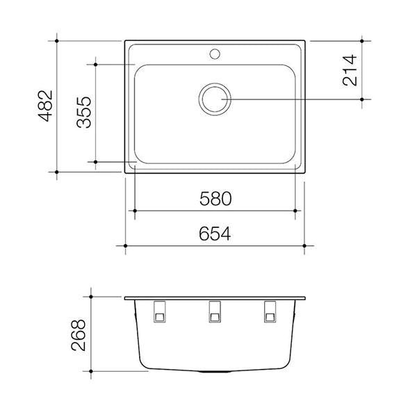 Luna 45 litre Laundry Tub, includes by pass kit