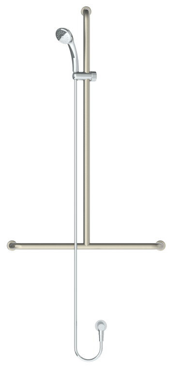 GalvinAssist® CP Hand Shower with Inverted Centre T 700x1100 Stainless Steel Hygienic Grab Rail