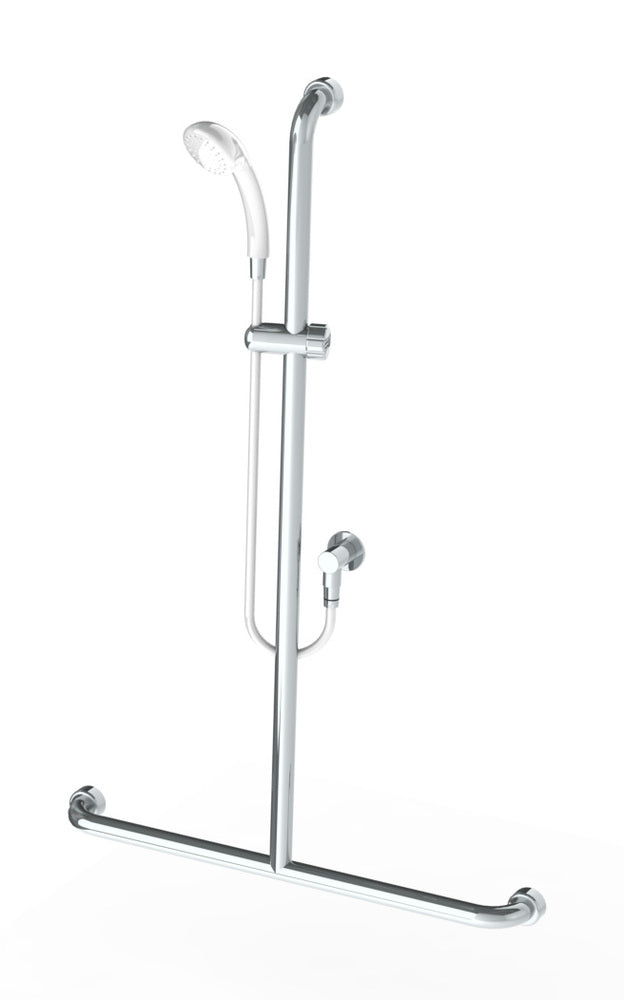 GalvinAssist® Hand Shower with Inverted Centre T 700x1100 Stainless Steel Hygienic Grab Rail