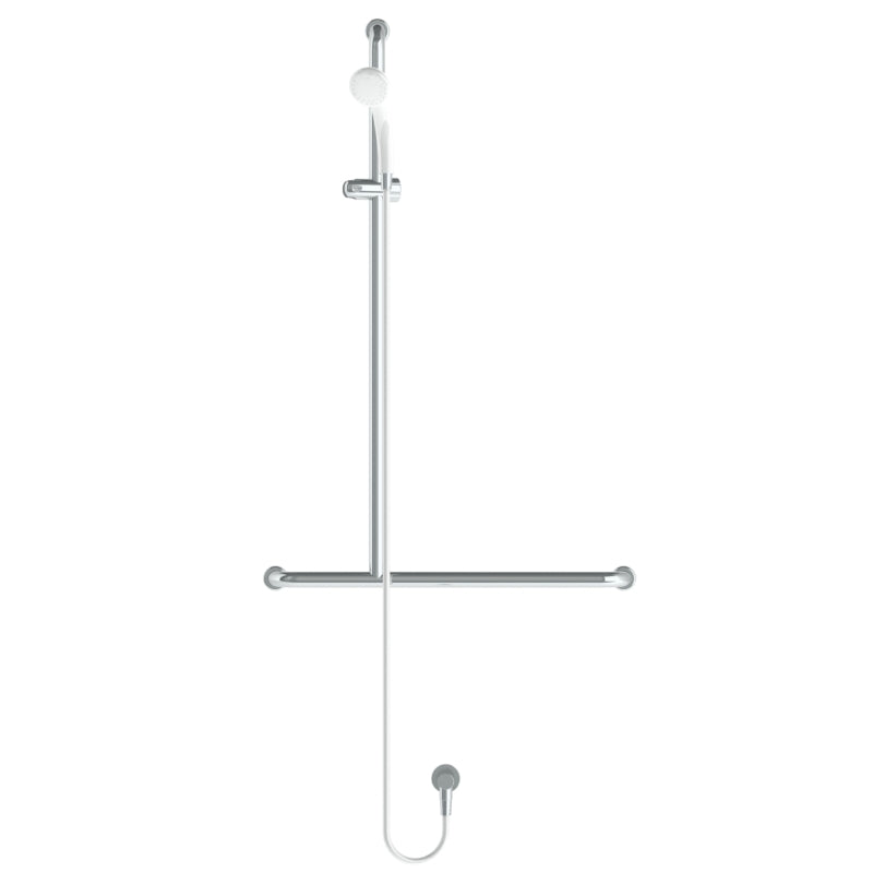 GalvinAssist® Hand Shower with Inverted LH T 700 x 1100 SS Hygienic Grab Rail
