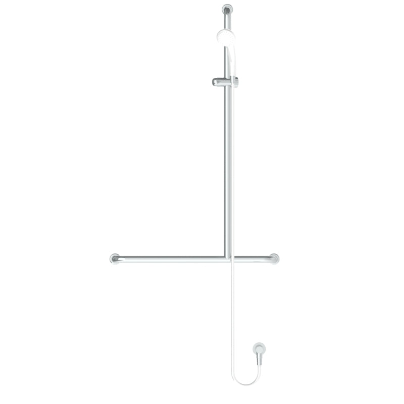 GalvinAssist® Hand Shower with Inverted RH T 700 x 1100 SS Hygienic Grab Rail