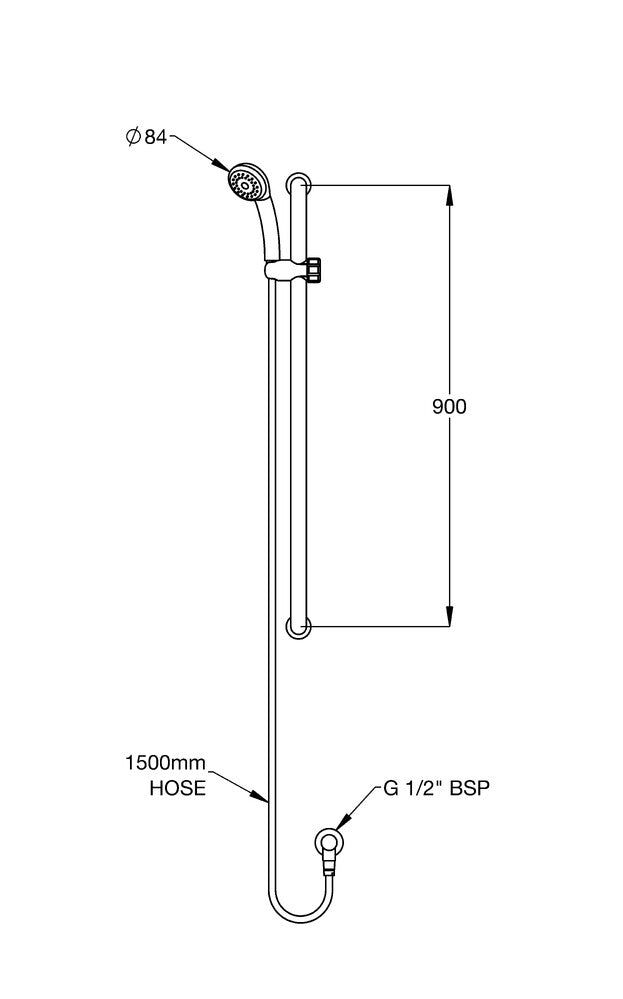 GalvinAssist® CP Hand Shower Kit with 900 x 32 SS Hygienic Grab Rail