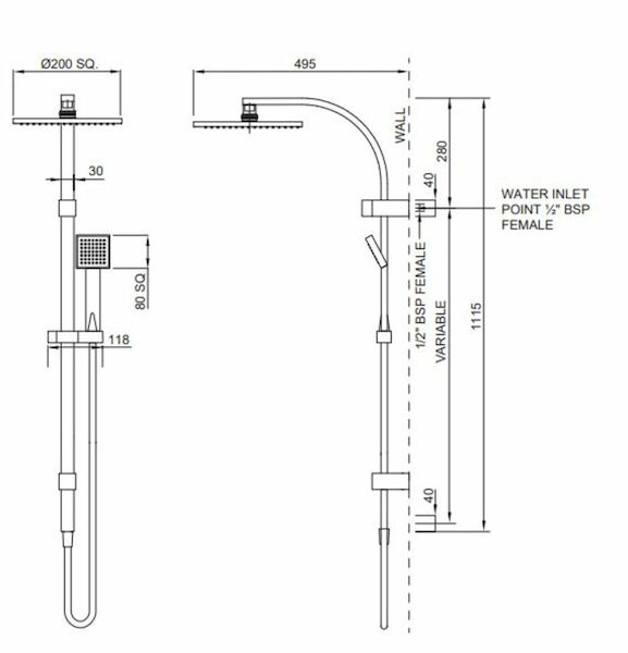 RERE EXPOSURE RAIL CPBOXED L/HOSE & SHWRS.