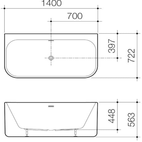 Luna 1400 Back to Wall Bath