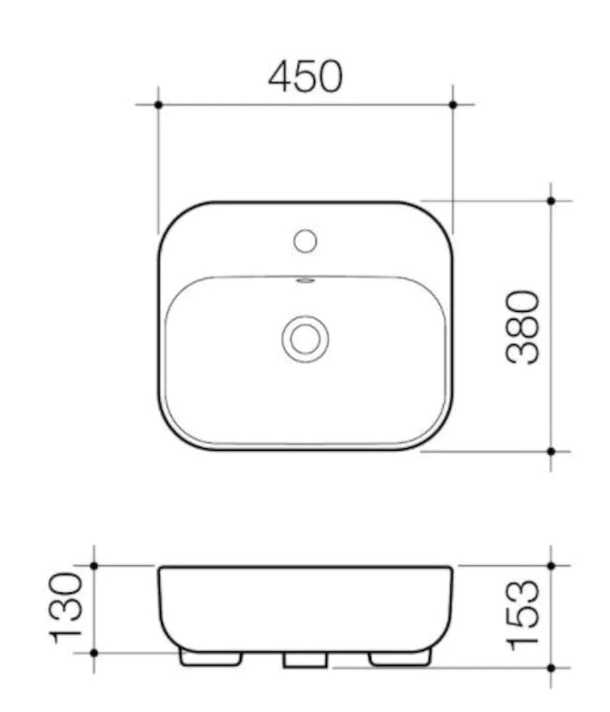 Luna Semi Recessed Basin 1TH