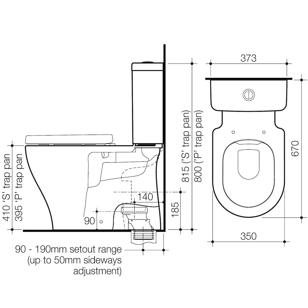 Luna Cleanflush® Close Coupled Toilet Suite - P Trap, BI