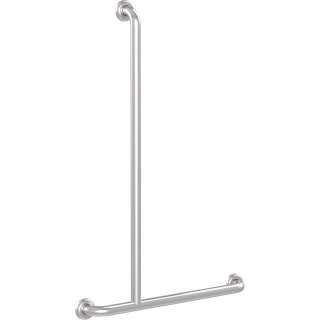 Bariatric Shower Recess Inverted "T" Grab Rail Brushed Stainless Left Hand 700mm x 1100mm