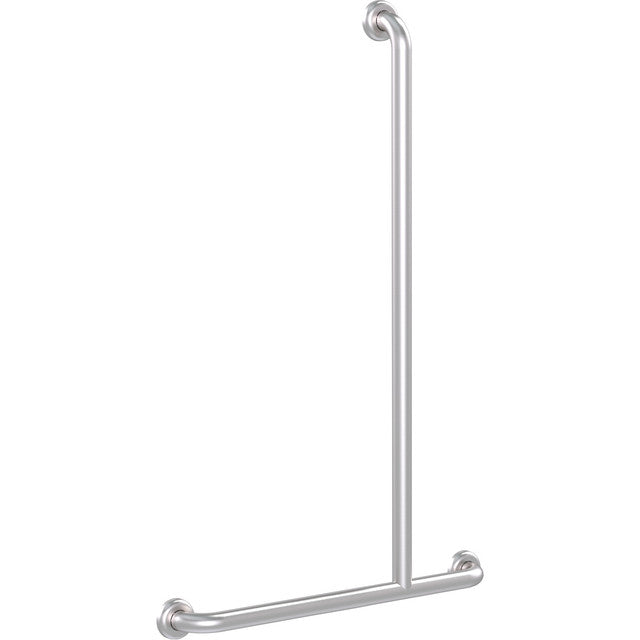 Bariatric Shower Recess Inverted "T" Grab Rail Brushed Stainless Right Hand 700mm x 1100mm