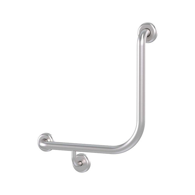Bariatric 90° Ambulant and Accessible Grab Rail Brushed Stainless Left Hand 450mm x 450mm