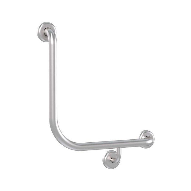 Bariatric 90° Ambulant and Accessible Grab Rail Brushed Stainless Right Hand 450mm x 450mm