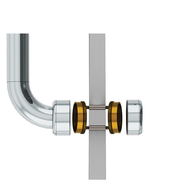 Hygienic Seal® Single Sided Mounting System Chrome  Suits 10 - 14mm Partition