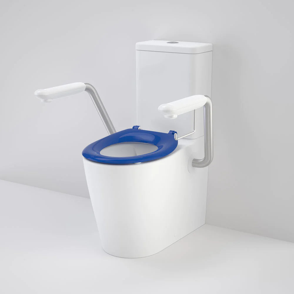 Care 660 Cleanflush Wall Faced Close Coupled Easy Height BE Suite with Armrests and Caravelle Single Flap Seat Sorrento Blue - with GERMGARD®