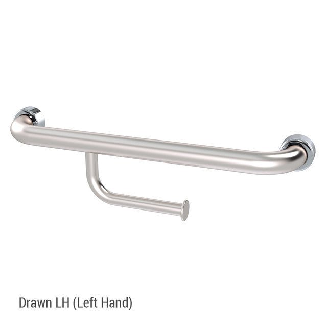 Hygienic Seal® Straight Grab Rail with Toilet Paper Holder 450mm Left Hand