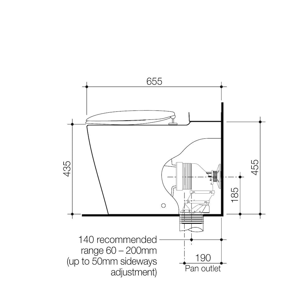Care 660 Cleanflush Wall Faced Close Coupled Easy Height BE Pan with Uniorbital Connector GermGard®