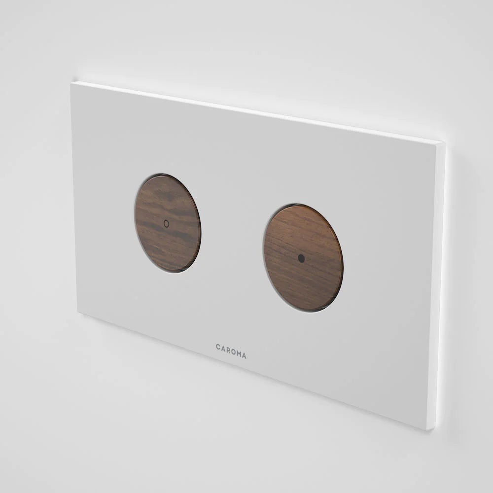 Elvire Invisi Series II ® Round Dual Flush Plate & Buttons - Tasmanian Blackwood