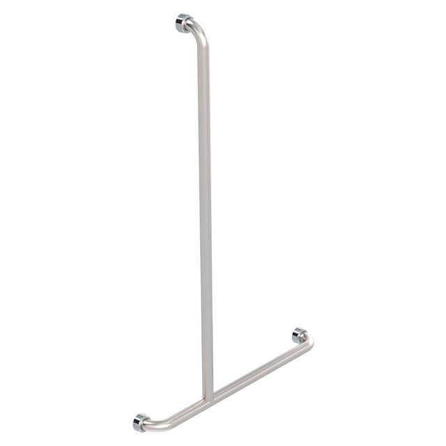 Hygienic Seal® Shower Recess Inverted "T" Grab Rail Brushed Stainless Left Hand 700mm x 1100mm
