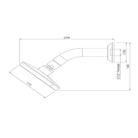 Kiri MK2 Low Flow Wall Shower on Modern Arm