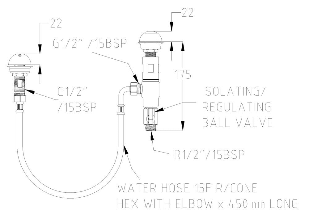 Safe-Cell® CP-BS Prison Basin Set Concealed Timeflow with Dome Outlet - 15 Sec