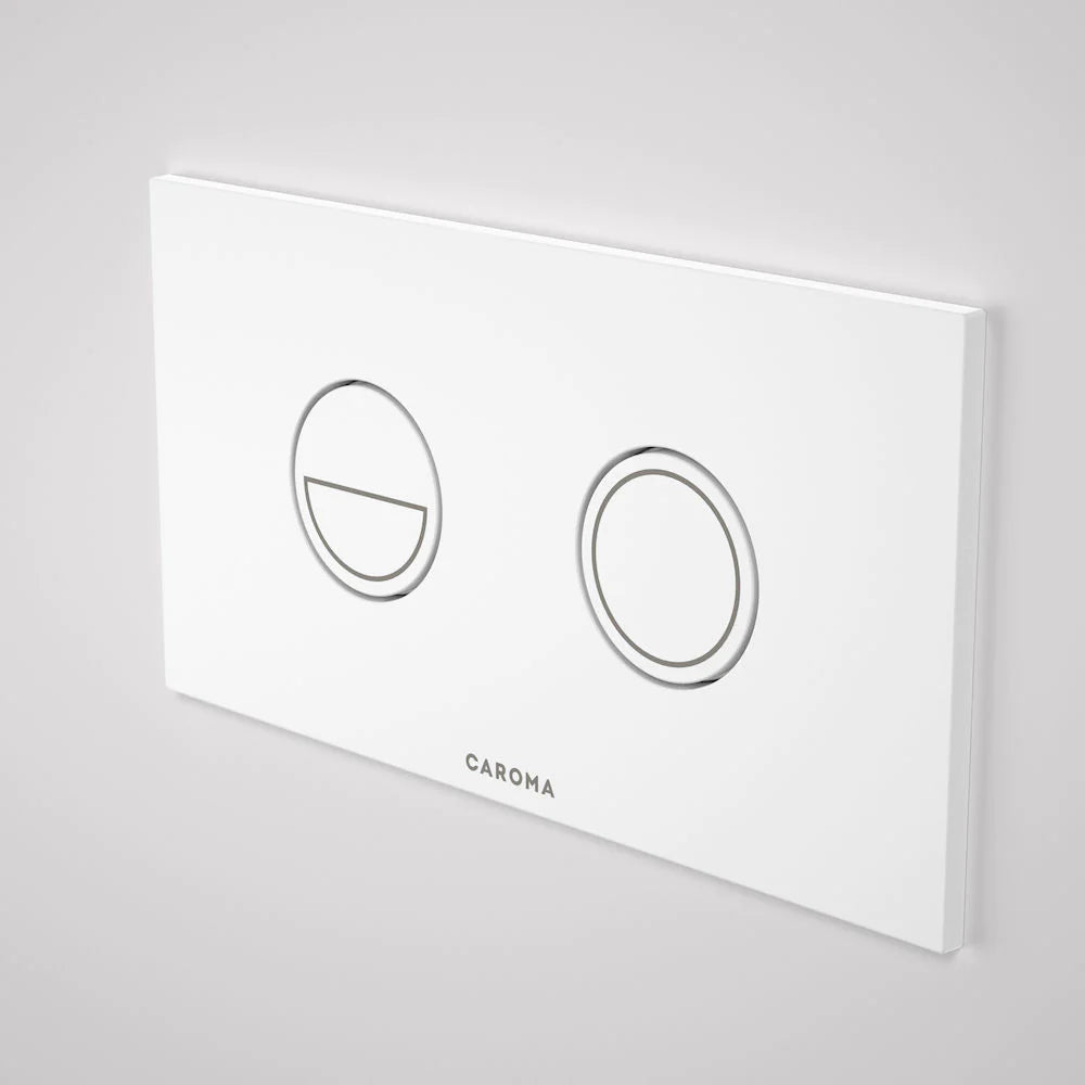Invisi Series II® Round Dual Flush Plate & Buttons (Metal) White Buttons, White Plate