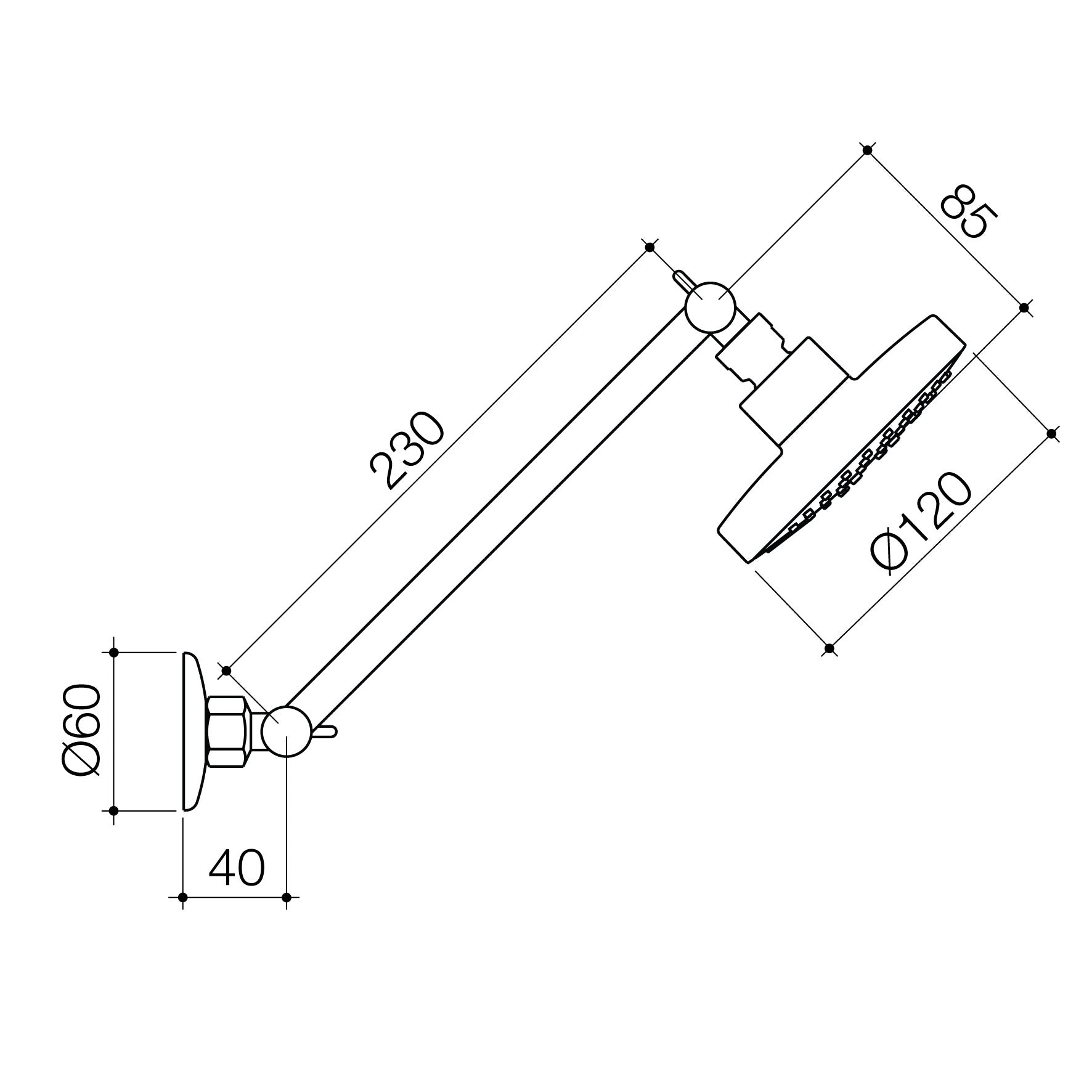 Luna Adjustable Shower And Arm