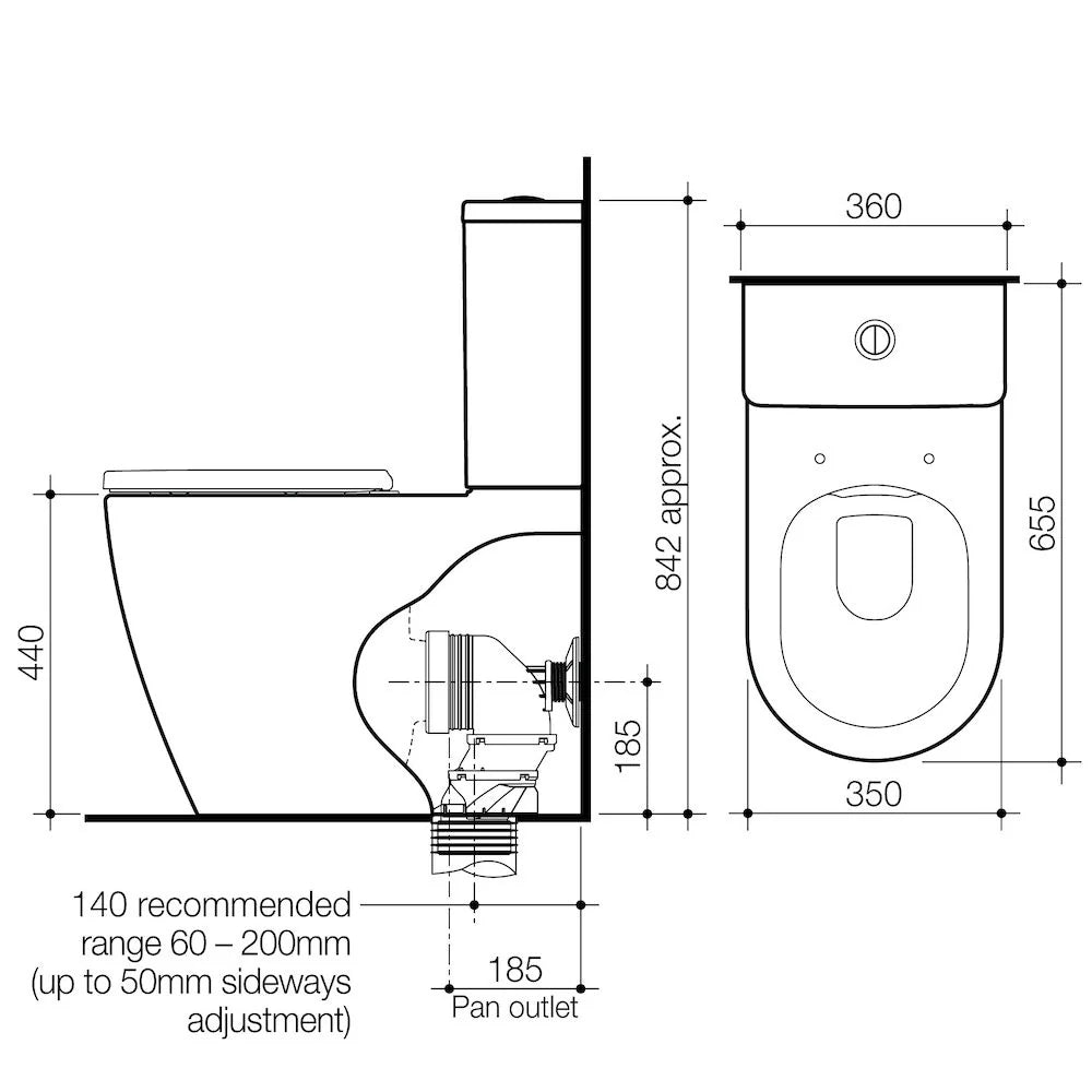 Urbane II CleanFlush® Wall Faced Close Coupled Toilet Suite (Back Entry) with GermGard®