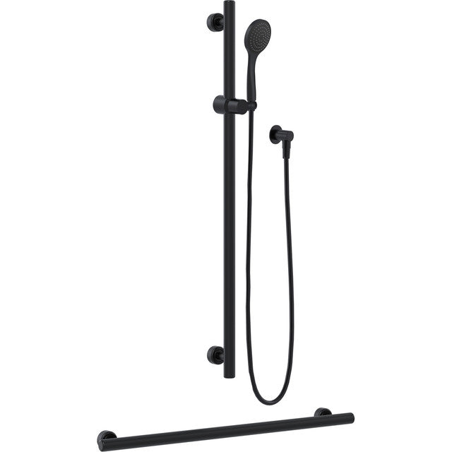 Linear Friction Slide Inverted "T" Shower Kit Matte Black Streamjet™ WELS 4 Star - 7.5L/min