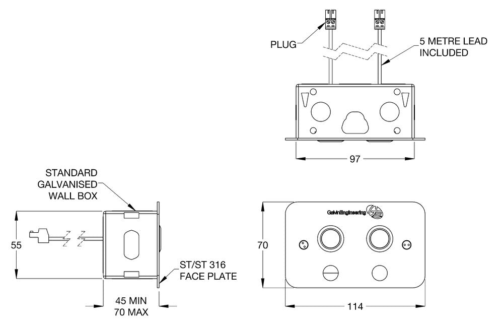 Flowmatic® Concealed Face Plate for Dual Flush Pan 24v AC