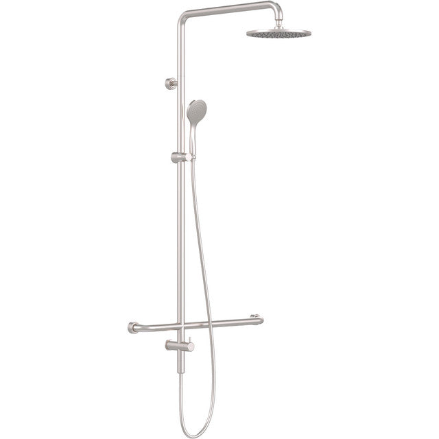 Linear Twin Waters™ Inverted "T" Brushed Nickel Streamjet™ Arm 650mm Left Hand Bottom Inlet