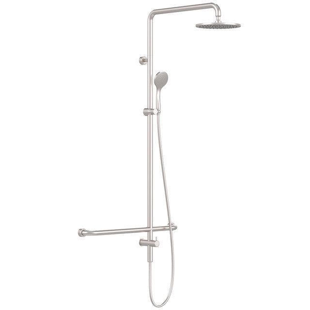 Linear Twin Waters™ Inverted "T" Brushed Nickel Streamjet™ Arm 650mm Right Hand Bottom Inlet