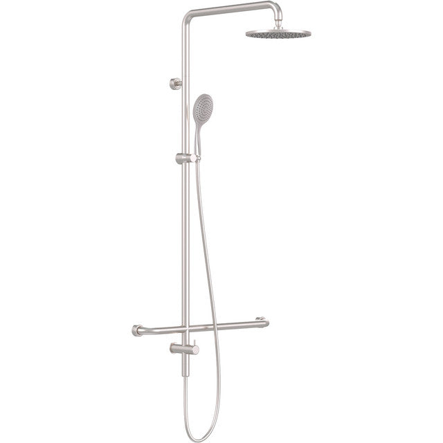 Linear Twin Waters™ Inverted "T" Brushed Nickel Streamjet™ XL Arm Length 450mm Left Hand Bottom Inlet