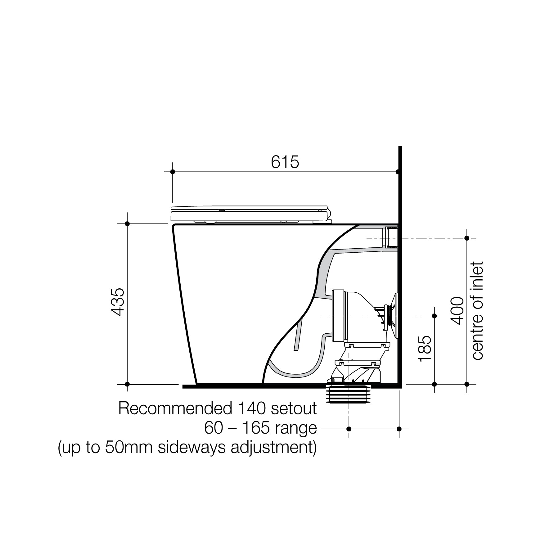 Liano Easy Height Cleanflush® Wall Faced Back Inlet Pan (with GermGard®)