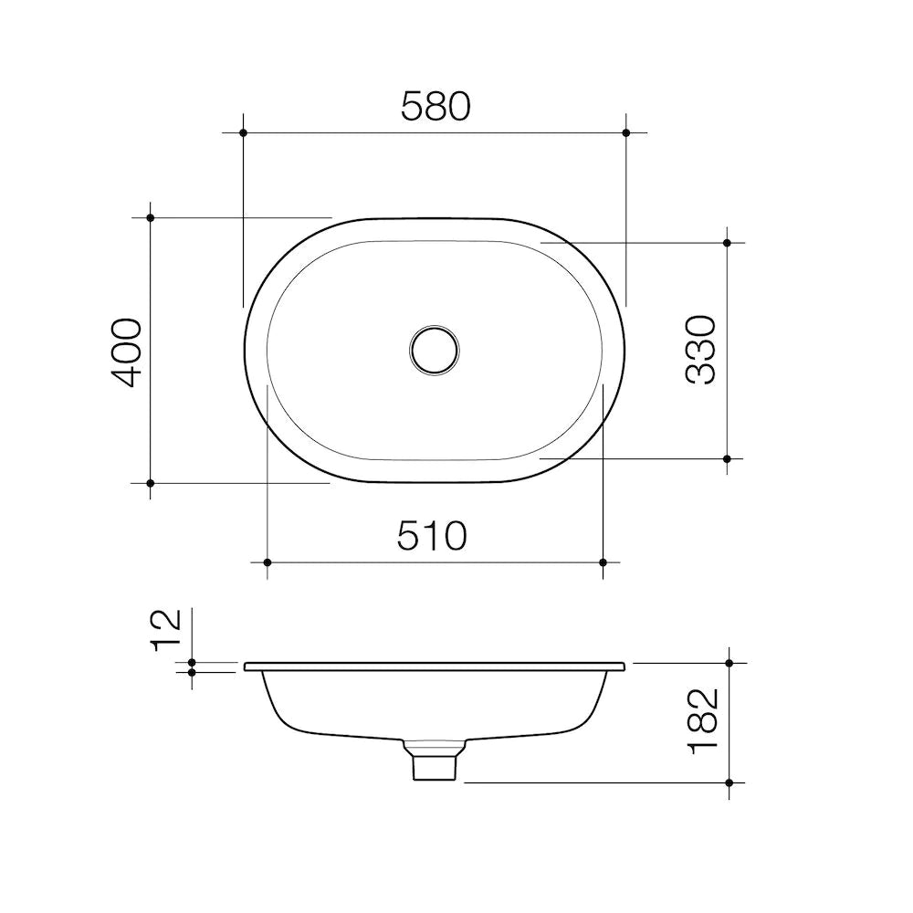 Liano II 580mm Pill Under/Over Counter Basin – White