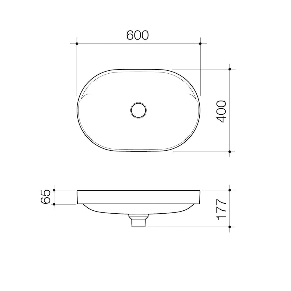 Liano II 600mm Pill Inset Basin with Tap Landing (0 Tap Hole) – Matte Speckled