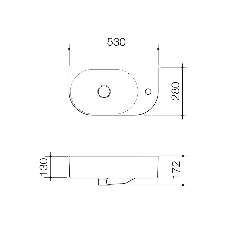 Liano II Hand Wall Basin (1 Tap Hole) – Matte Grey