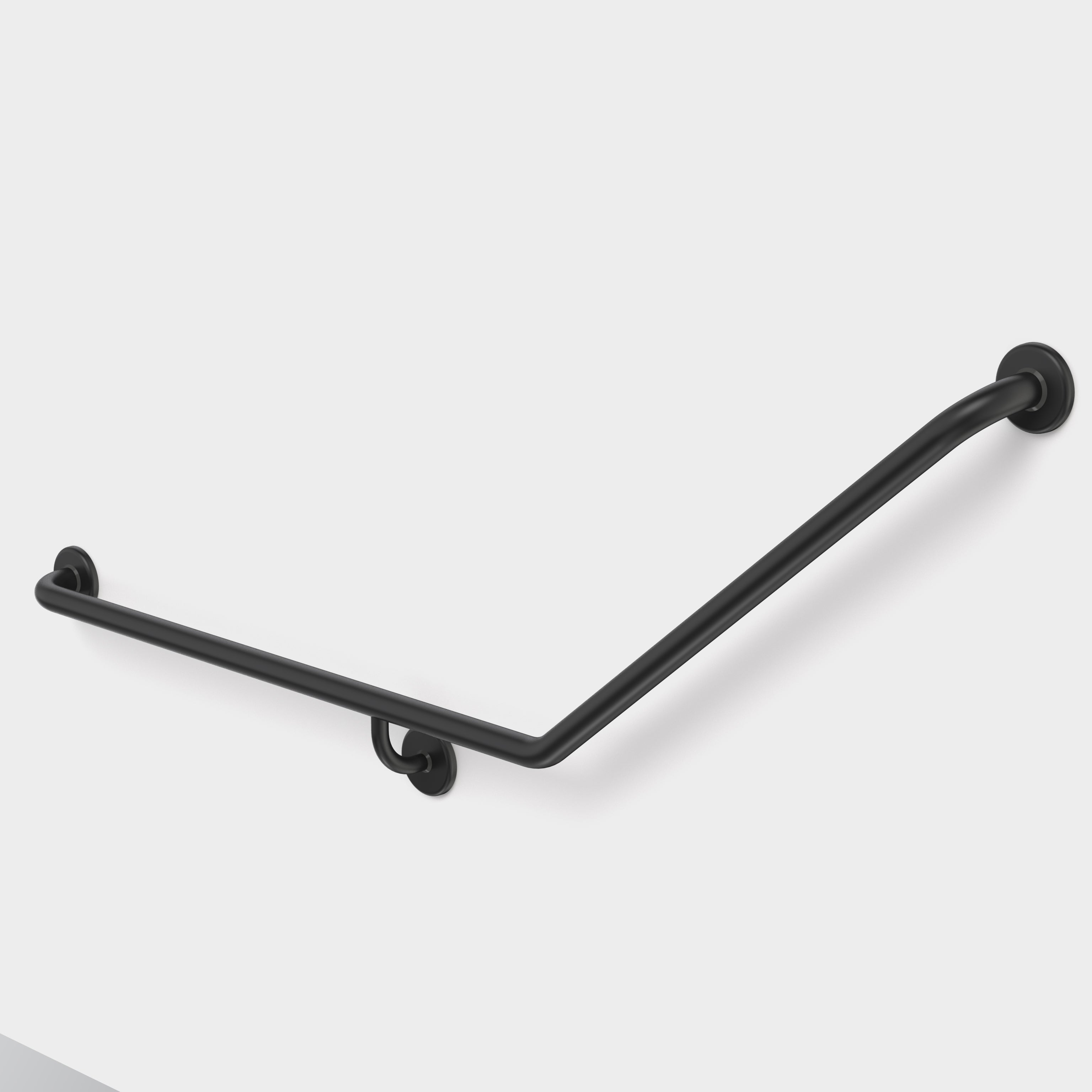 Care Support Grab Rail - 140 Degree Angled 870x700 LH - Matte Black