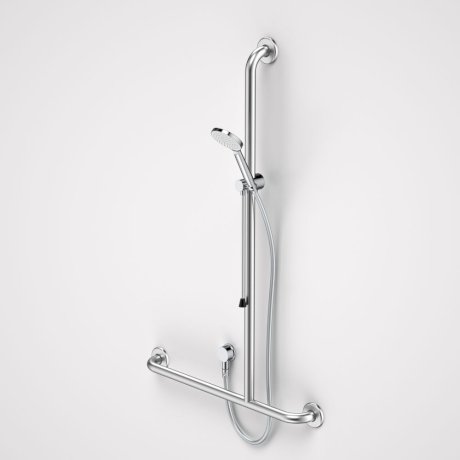 Care Support Accessible Shower Set with Inverted T Rail - RH - Chrome