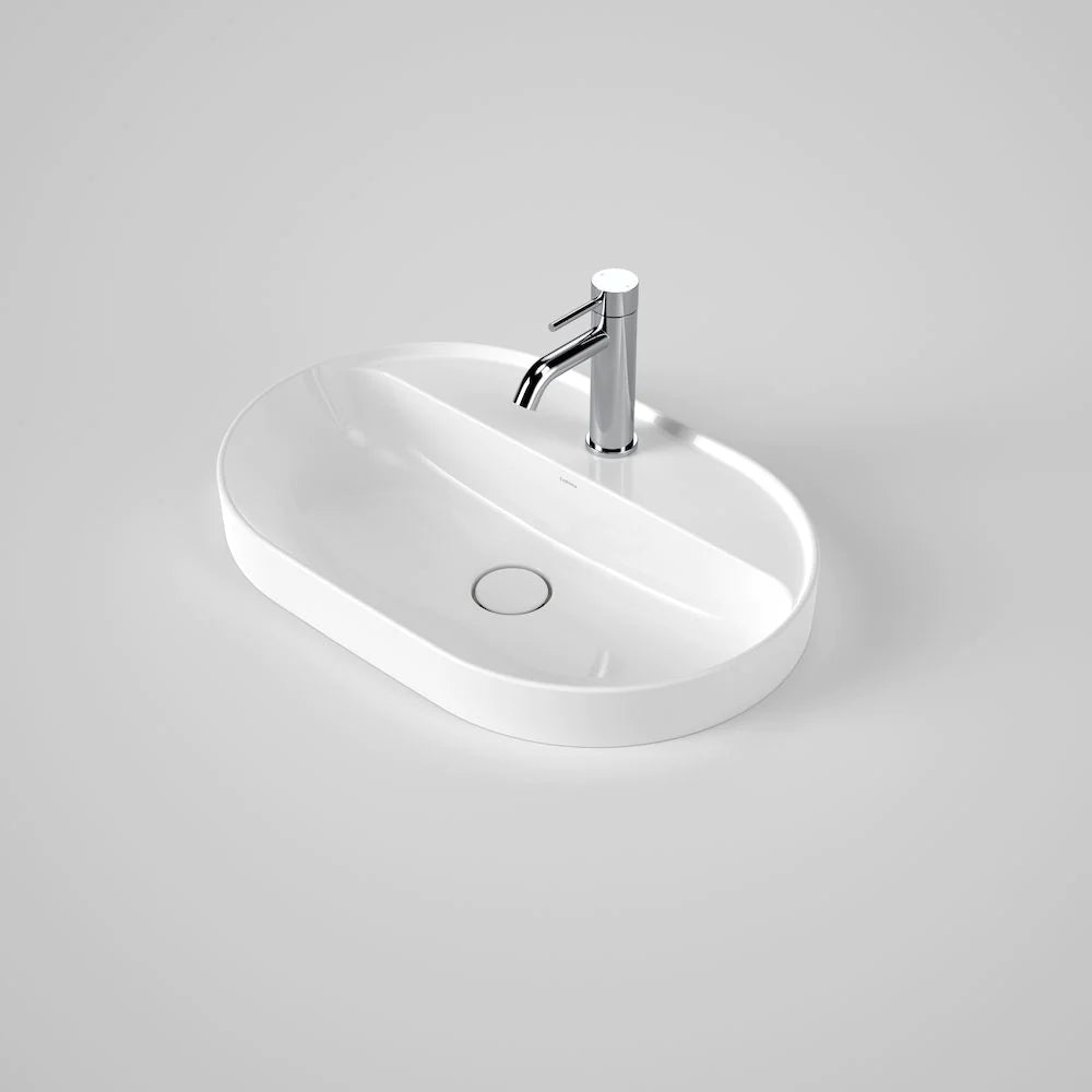Liano II 600mm Pill Inset Basin with Tap Landing (1 Tap Hole) – White