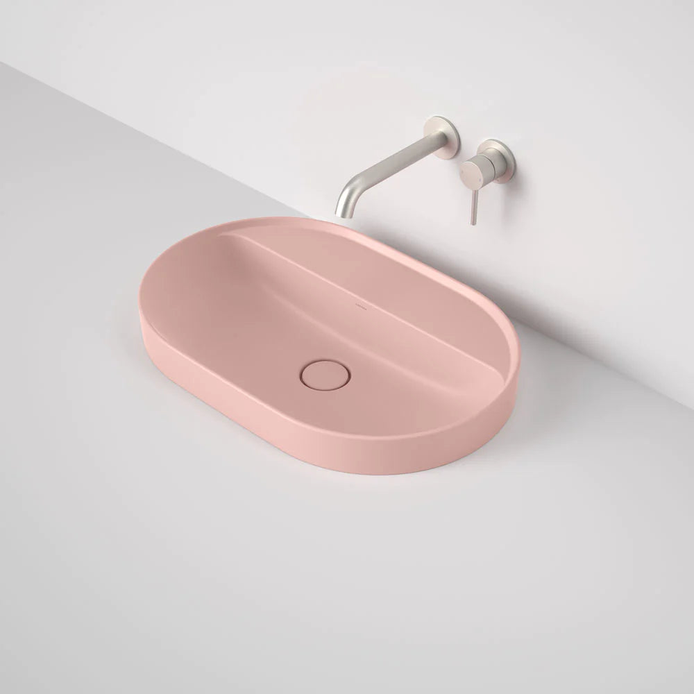 Liano II 600mm Pill Inset Basin with Tap Landing (0 Tap Hole) – Matte Pink