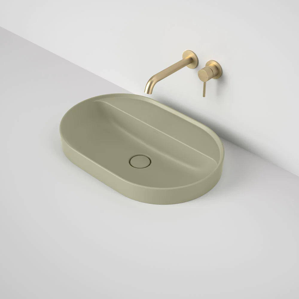Liano II 600mm Pill Inset Basin with Tap Landing (0 Tap Hole) – Matte Green