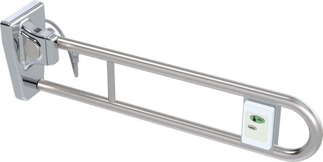 Tiltlock® 850mm Grab Rail With Nurse Call Mount Box  Brushed Stainless Left Hand