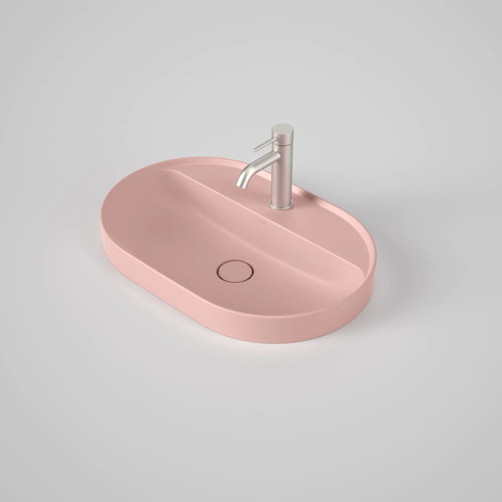 Liano II 600mm Pill Inset Basin with Tap Landing (1 Tap Hole) – Matte Pink