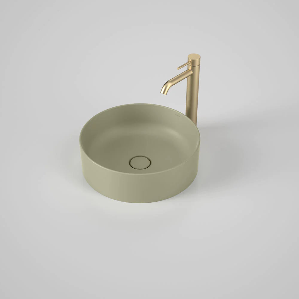 Liano II 400mm Round Above Counter Basin – Matte Green