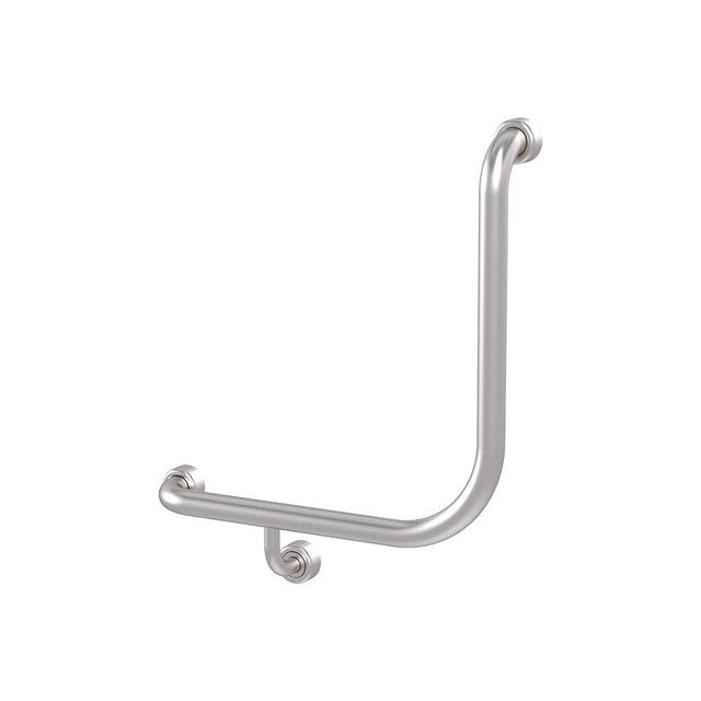 Hygienic Seal® 90° Ambulant & Accessible Grab Rail 450mm x 450mm A Brushed Stainless Left Hand