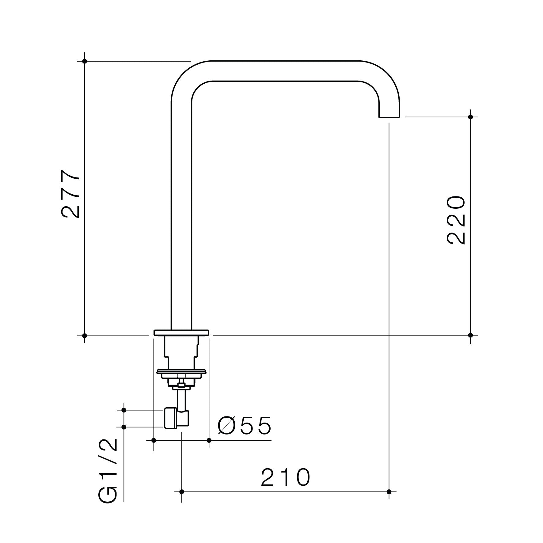 Urbane II Hob Swivel Outlet 210mm - Brushed Nickel